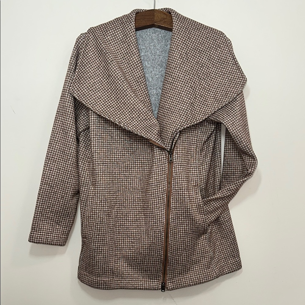 Lands' End Brown Checkered Trench Coat